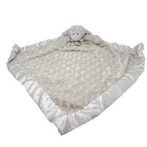 Bearington Baby Collection Lamb Plush Security Blanket Lovey Gray Fleece & Satin